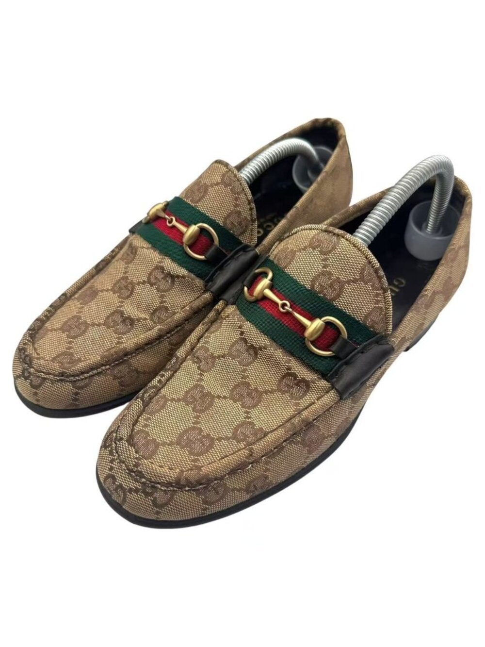 Gucci Horsebit Loafers GG Canvas Sherry Line Beige